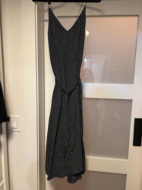 AYR Black & White Polka Dot Midi Slip Dress